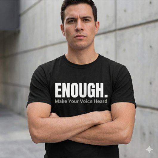 ミニマリスト ENOUGH 声を上げよう タイポグラフィ Tシャツ