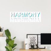 ミニマリスト HARMONY テキスト 水面の反射と影 ポスター (ホームオフィス)