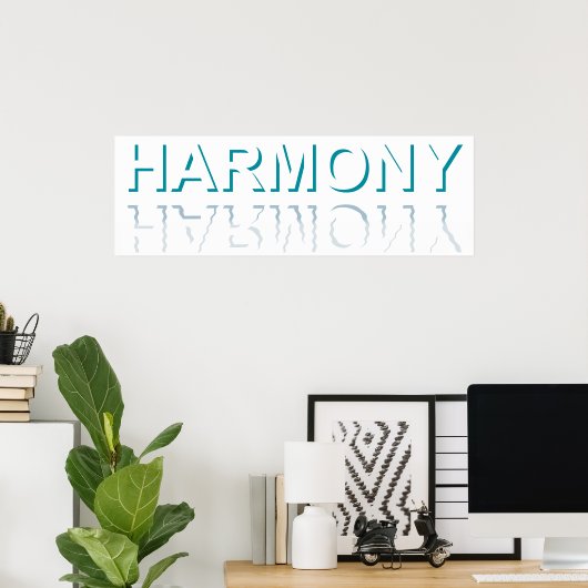 ミニマリスト HARMONY テキスト 水面の反射と影 ポスター (ホームオフィス)