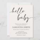 ミニマリスト Hello Baby ベビーシャワー 招待状 (正面)