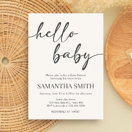 ミニマリスト Hello Baby ベビーシャワー 招待状