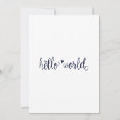 ミニマリスト Hello World ベビーシャワー ネイビーブルー 招待状 (裏面)