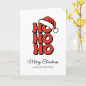 ミニマリスト Ho Ho Ho 赤いメリークリスマス カード (黄色い花)