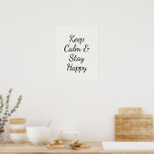 ミニマリスト Keep Calm & Stay Happy タイポグラフィー ウォールアート (キッチン)