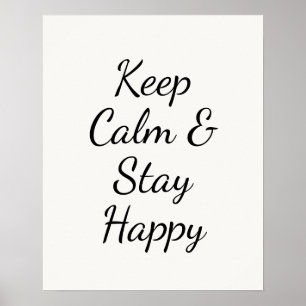 ミニマリスト Keep Calm & Stay Happy タイポグラフィー ウォールアート
