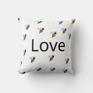 ミニマリスト「Love & Bees」スロー枕 - ロマンチック クッション