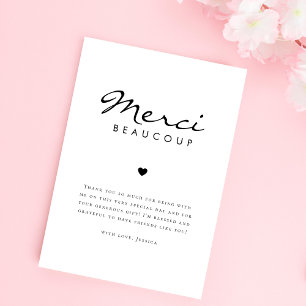 ミニマリスト Merci Beaucoup フランスのウェディングシャワーパーティー サンキューカード