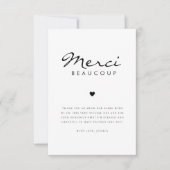 ミニマリスト Merci Beaucoup フランスのウェディングシャワー サンキューカード (正面)