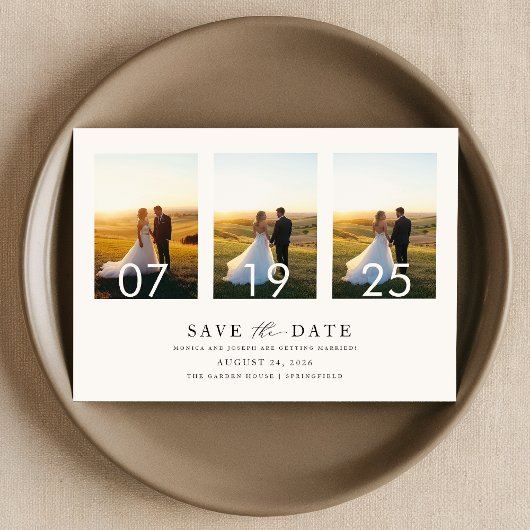 ミニマリスト Save the Date、フォト ボホ Save the Date 招待状