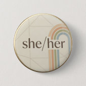ミニマリスト She/Her 代名詞 LGBTQ プライド ピンバッジ (正面)