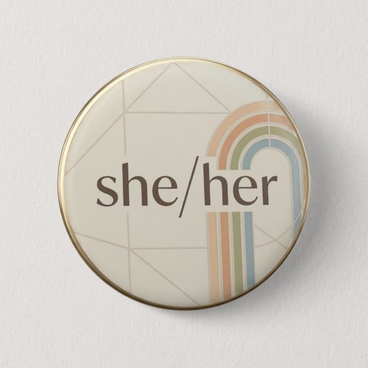 ミニマリスト She/Her 代名詞 LGBTQ プライド ピンバッジ (正面)