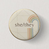 ミニマリスト She/They 代名詞 LGBTQ プライド ピン (正面)