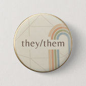 ミニマリスト They/Them 代名詞 LGBTQ プライド ピンズ 缶バッジ (正面)