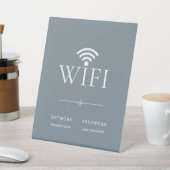 ミニマリスト WiFi ネットワークパスワードサイン くすみブルー 台座サイン (インサイチュ)