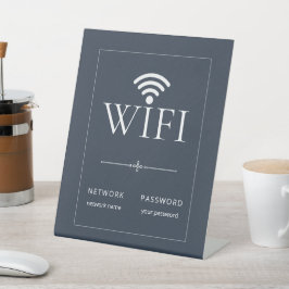 ミニマリスト WiFi ネットワークパスワードサイン ダークグレー 台座サイン