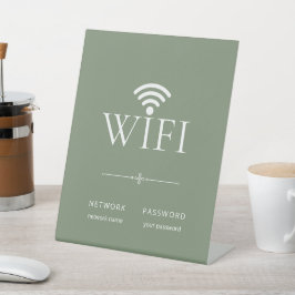 ミニマリスト WiFi ネットワークパスワードサイン マットグリーン 台座サイン