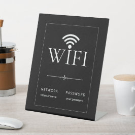ミニマリスト WiFi ネットワーク パスワードサイン ブラックグレー 台座サイン