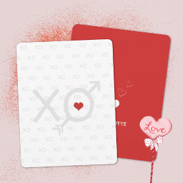 ミニマリスト XO XO 赤いハート 矢印 バレンタインデー シーズンカード
