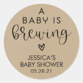 ミニマリストAベビーは赤ちゃんシャワーを醸造している ラウンドシール (正面)