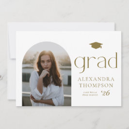 ミニマリストArch写真金ゴールド写真卒業記念 案内状