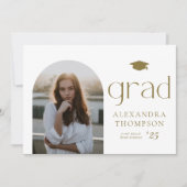 ミニマリストArch写真金ゴールド写真卒業記念 案内状 (正面)