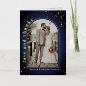 ミニマリストArch Photo Frame結婚's Thank 実在 You 箔グリーティングカード (正面)