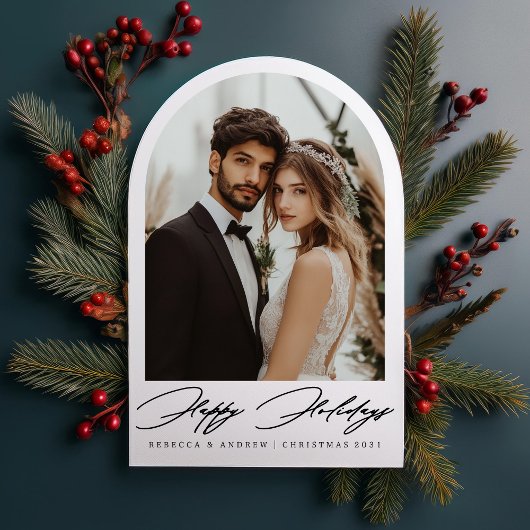 ミニマリストArch Photo Holiday結婚's Announcement 招待状