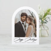 ミニマリストArch Photo Holiday結婚's Announcement 招待状 (スタンド正面)