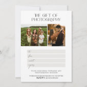 ミニマリストArch Photo Photographyギフト券 (裏面)