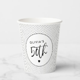 ミニマリストB&W幾何学模様50番目の誕生日スクリプト 紙コップ