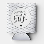 ミニマリストB&W幾何学模様50番目の誕生日スクリプト 缶クーラー (正面)