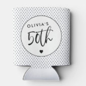 ミニマリストB&W幾何学模様50番目の誕生日スクリプト 缶クーラー (裏面)