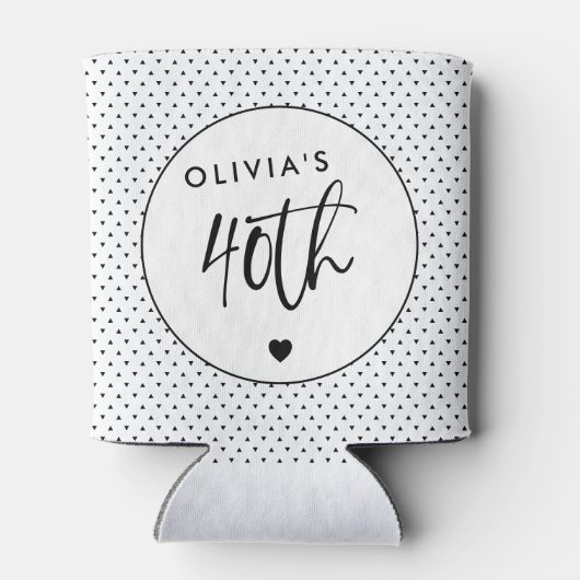 ミニマリストB&W幾何学長誕生日スクリプト40th 缶クーラー (裏面)