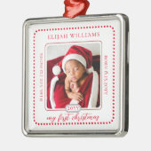 ミニマリストBabys初めてのクリスマス誕生統計フォト メタルオーナメント (左)