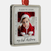 ミニマリストBabys初めてのクリスマス誕生統計フォト メタルオーナメント (右)