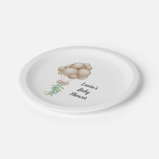 ミニマリストBeigeバルーンBohoベビーシャワー ペーパープレート (アングル)