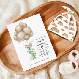 ミニマリストBeigeバルーンBohoベビーシャワー 招待状