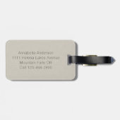 ミニマリストBeige Linen Monogramスクリプト ラゲッジタグ (裏面横)