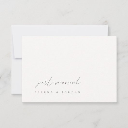 ミニマリストBkack & Whiteたった今結婚しました結婚ズ 案内状 (正面)