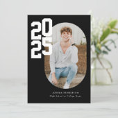 ミニマリストBlack 2025写真卒業 案内状 (スタンド正面)