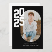 ミニマリストBlack 2025写真卒業 案内状 (正面/裏面)