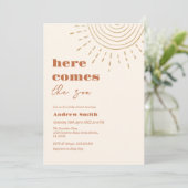 ミニマリストBohoこ来この息子の赤ちゃんシャワー 招待状 (スタンド正面)