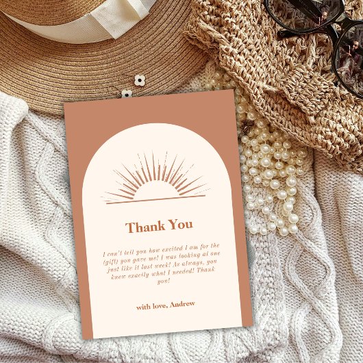 ミニマリストBohoアーチサンシャインベビーシャワー サンキューカード