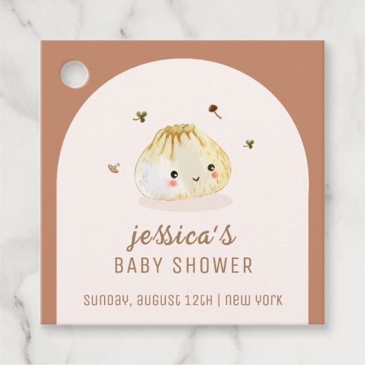 ミニマリストBohoアーチ餃子中国の赤ちゃんシャワー フェイバータグ (正面)