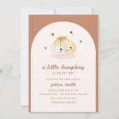 ミニマリストBohoアーチ餃子中国の赤ちゃんシャワー 招待状 (正面)
