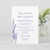 ミニマリストBohoウォーターカラーラベンダーフラワー結婚ズ 招待状 (スタンド正面)