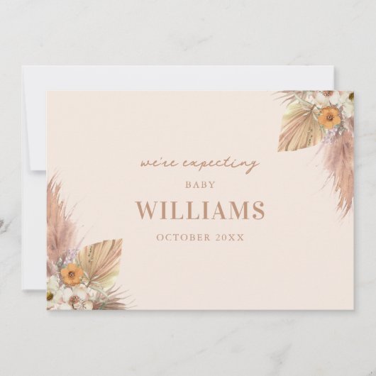 ミニマリストBohoシック妊娠発表 案内状 (正面)