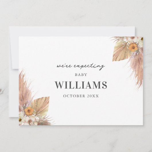 ミニマリストBohoシック妊娠発表 案内状 (正面)