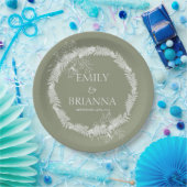 ミニマリストBohoセージ緑の名前プレート ペーパープレート (パーティー)