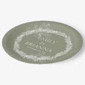 ミニマリストBohoセージ緑の名前プレート ペーパープレート (アングル)